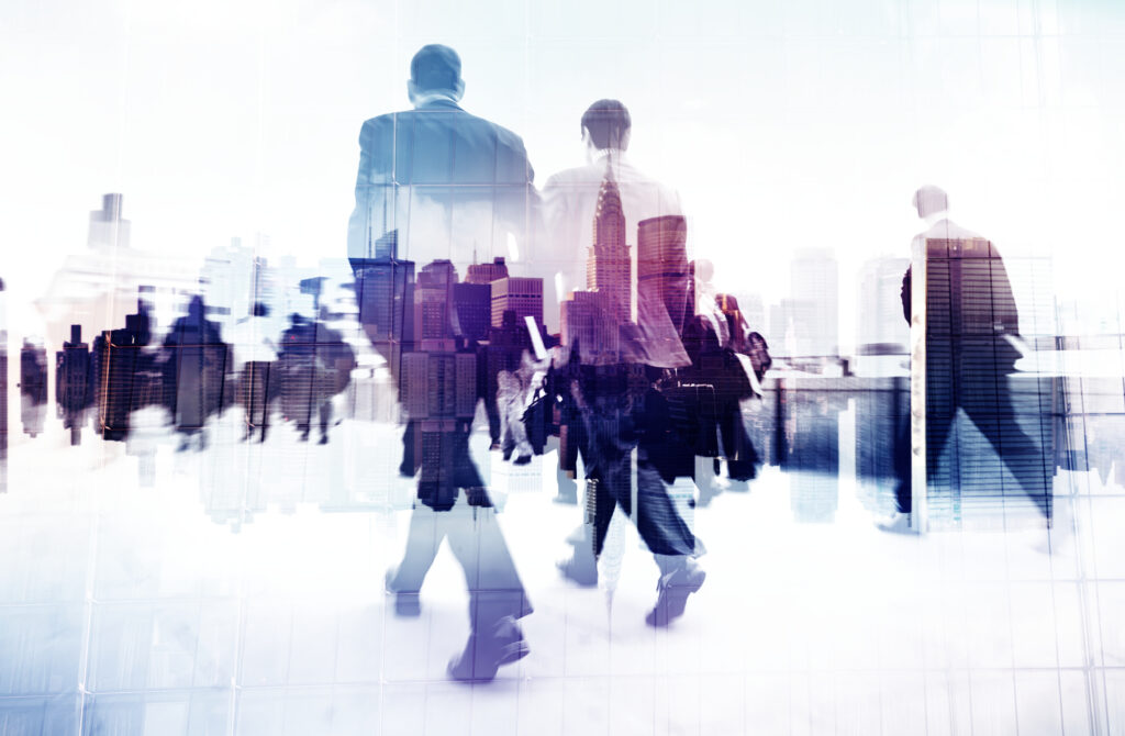 Blurred scene of crowded people are walking in rush