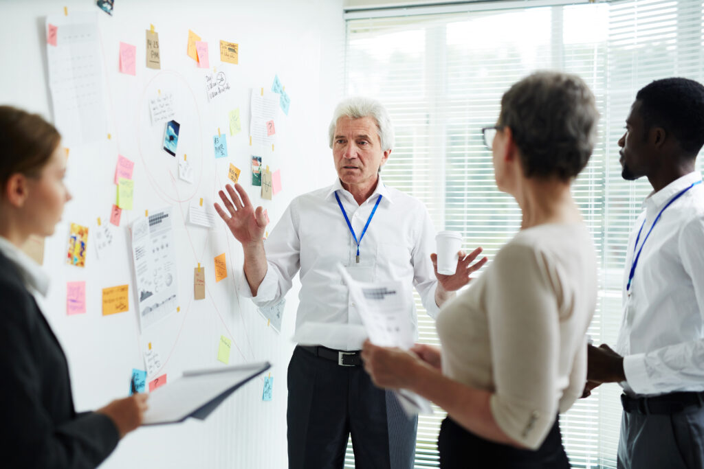 People working in a team solving problems